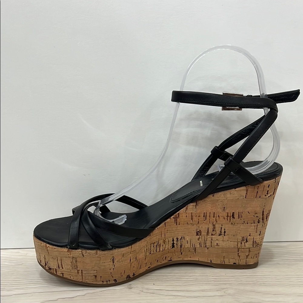 Prada Black Wedge Sandals with Cork Sole - Picture 6 of 8